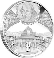 reverse of 5 Dollars - Elizabeth II - 450th Anniversary of the Birth of William Shakespeare (2014) coin with KM# 266 from Tuvalu.