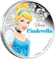 reverse of 2 Dollars - Elizabeth II - Disney Characters: Cinderella (2015) coin from Niue. Inscription: Disney Cinderella © Disney 1 oz 999 Fine Silver