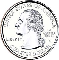 obverse of 1/4 Dollar - America the Beautiful: Homestead, Nebraska (2015) coin with KM# 597 from United States. Inscription: UNITED STATES OF AMERICA IN GOD WE TRUST LIBERTY QUARTER DOLLAR D