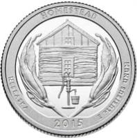 reverse of 1/4 Dollar - America the Beautiful: Homestead, Nebraska (2015) coin with KM# 597 from United States. Inscription: HOMESTEAD NEBRASKA 2015 E PLURIBUS UNUM