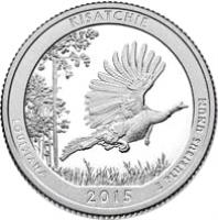 reverse of 1/4 Dollar - America the Beautiful: Kisatchie, Louisiana (2015) coin with KM# 598 from United States. Inscription: KISATCHIE LOUISIANA 2015 E PLURIBUS UNUM