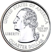 obverse of 1/4 Dollar - America the Beautiful: Blue Ridge Parkway, North Carolina (2015) coin with KM# 599 from United States. Inscription: UNITED STATES OF AMERICA IN GOD WE TRUST LIBERTY QUARTER DOLLAR D