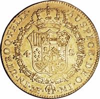 reverse of 4 Escudos - Carlos III (1772 - 1784) coin with KM# 81 from Peru.