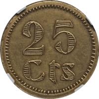 reverse of 25 Centimos - Puebla de Cazalla (1936) coin with KM# 2 from Spain. Inscription: 25 Cts