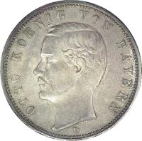 obverse of 5 Mark - Otto (1888) coin with KM# 907 from German States. Inscription: OTTO KOENIG VON BAYERN D