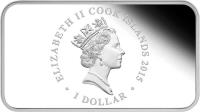 obverse of 1 Dollar - Elizabeth II - Year of the Goat - Mountain (2015) coin from Cook Islands. Inscription: ELIZABETH II COOK ISLANDS 2015 RDM · 1 DOLLAR ·