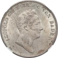 obverse of 1 Kronentaler - Leopold I (1836) coin with KM# 204 from German States. Inscription: LEOPOLD GROSHERZOG VON BADEN.