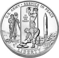 obverse of 1/2 Dollar - United States Army (2011) coin with KM# 506 from United States. Inscription: U.S. ARMY SERVICE IN PEACE IN GOD WE TRUST 2011 LIBERTY