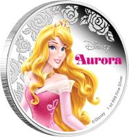 reverse of 2 Dollars - Elizabeth II - Disney Characters: Aurora (2015) coin from Niue. Inscription: Disney AURORA