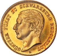 obverse of 10 Mark - Günther Viktor (1898) coin with KM# 187 from German States. Inscription: GÜNTHER FÜRST ZU SCHWARZBURG RUDOLSTADT A