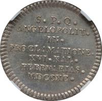 reverse of 1 Real - Carlos IV - Carlos IV Proclamation: Puebla (1790) coin with C# 140 from Mexico. Inscription: S*P*Q* ANGELOPOLIT* IN* PROCLAMATINE* XVI*KAL* FEBRVARIAS* MDCCXC*