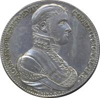 obverse of 8 Reales - Agustin I Iturbide - Proclamation in Guadalajara (1822) coin from Mexico. Inscription: *AGUSTIN*PRIMER*EMP*CONSTITUCIONAL*DE Mo* V*MEDINA*F*