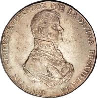 obverse of 8 Reales - Agustin I Iturbide - Proclamation in Mexico City (1823) coin from Mexico. Inscription: AGUSTIN PRIMERO · EMPERADOR POR LA DIVINA PROVIDENCIA ·