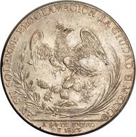 reverse of 8 Reales - Agustin I Iturbide - Proclamation in Mexico City (1823) coin from Mexico. Inscription: EN SU SOLEMNE PROCLAMACION LA CIUDAD DE MEXICO A 24 DE ENERO DE 1823