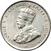 obverse of 50 Cents - George V (1913 - 1917) coin with KM# 109 from Ceylon. Inscription: GEORGE V KING EMPEROR OF INDIA