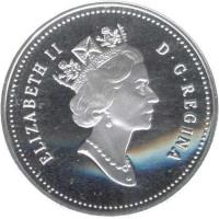 obverse of 50 Cents - Elizabeth II (1997 - 2003) coin with KM# 290a from Canada. Inscription: ELIZABETH II<br/>D · G · REGINA