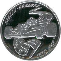 reverse of 50 Cents - Elizabeth II - 20 Years Canadian Auto Racing (1998) coin with KM# 328 from Canada. Inscription: CANADA . 50 CENTS<br/>1978-1998