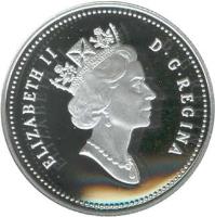 obverse of 50 Cents - Elizabeth II - Ice Hockey (2000) coin with KM# 385 from Canada. Inscription: ELIZABETH II<br/>D · G · REGINA