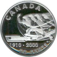 reverse of 50 Cents - Elizabeth II - Bowling (2000) coin with KM# 394 from Canada. Inscription: CANADA<br/>1910-2000<br/>50 CENTS