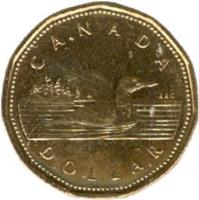 reverse of 1 Dollar - Elizabeth II - 50th Anniversary of Reign (2002) coin with KM# 467 from Canada. Inscription: CANADA<br/>DOLLAR