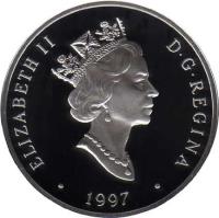 obverse of 20 Dollars - Elizabeth II - Aviation: Canadair CT-114 Tutor, Edward Higgins (1997) coin with KM# 298 from Canada. Inscription: ELIZABETH II D · G · REGINA<br/> · 1997 ·