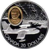 reverse of 20 Dollars - Elizabeth II - Aviation: Canadair CL-215 Waterbomber, Paul Gagnon (1998) coin with KM# 330 from Canada. Inscription: CANADA 20 DOLLARS