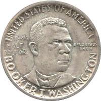 obverse of 1/2 Dollar - Booker T. Washington (1946 - 1951) coin with KM# 198 from United States. Inscription: UNITED STATES OF AMERICA<br/>1946<br/>HALF<br/>DOLLAR<br/>E PLURIBUS<br/>UNUM<br/>BOOKET T.WASHINGTON