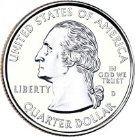 obverse of 1/4 Dollar - Saratoga National Historical Park - Washington Quarter (2015) coin with KM# 601 from United States. Inscription: UNITED STATES OF AMERICA IN GOD WE TRUST LIBERTY QUARTER DOLLAR D