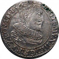 obverse of 6 Grossus - Sigismund III (1596 - 1599) coin with KM# 92 from Polish–Lithuanian Commonwealth. Inscription: SIGISMVN. III. D:G .REX. PO. M. D. L.