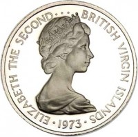 obverse of 5 Cents - Elizabeth II - 2'nd Portrait (1973 - 1984) coin with KM# 2 from British Virgin Islands. Inscription: ELIZABETH THE SECOND · · · BRITISH VIRGIN ISLANDS · 1973 ·