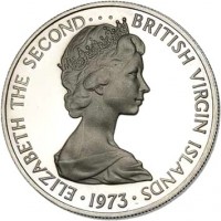 obverse of 10 Cents - Elizabeth II - 2'nd Portrait (1973 - 1984) coin with KM# 3 from British Virgin Islands. Inscription: ELIZABETH THE SECOND · · · BRITISH VIRGIN ISLANDS · 1973 ·