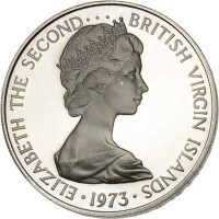 obverse of 25 Cents - Elizabeth II - 2'nd Portrait (1973 - 1984) coin with KM# 4 from British Virgin Islands. Inscription: ELIZABETH THE SECOND · · · BRITISH VIRGIN ISLANDS · 1973 ·