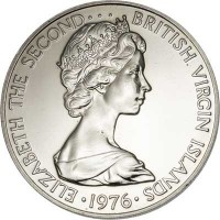 obverse of 1 Dollar - Elizabeth II - 2'nd Portrait (1974 - 1983) coin with KM# 6 from British Virgin Islands. Inscription: ELIZABETH THE SECOND · · · BRITISH VIRGIN ISLANDS · 1976 ·