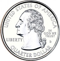 obverse of 1/4 Dollar - Cumberland Gap National Historical Park (2016) coin with KM# 636 from United States. Inscription: UNITED STATES OF AMERICA IN GOD WE TRUST LIBERTY QUARTER DOLLAR D