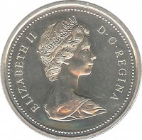 obverse of 1 Dollar - Elizabeth II - 100th Anniversary to Accession of Prince Edward Island (1973) coin with KM# 82 from Canada. Inscription: ELIZABETH II D · G · REGINA