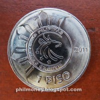 reverse of 1 Piso - 150 Years of the Birth of Dr. José Rizal (2011) coin with KM# 284 from Philippines. Inscription: BANGKO SENTRAL NG PILIPINAS 2011 1 PISO