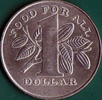 reverse of 1 Dollar - F.A.O. - Food for All (1979) coin with KM# 38 from Trinidad and Tobago. Inscription: FOOD FOR ALL 1 DOLLAR