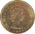 obverse of 1/2 Penny - Elizabeth II - 1'st Portrait (1964 - 1966) coin with KM# 38 from Jamaica. Inscription: QUEEN ELIZABETH THE SECOND