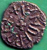 obverse of 1 Styca - King Eanred of Northumbria coin from England.