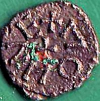 reverse of 1 Styca - King Eanred of Northumbria coin from England.