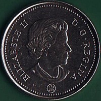 obverse of 50 Cents - Elizabeth II - 150 Years of Confederation of the Dominion of Canada (2017) coin from Canada. Inscription: ELIZABETH II D. G. REGINA