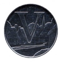 reverse of 10 Pence - Elizabeth II - Letter V - Village - 5'th Portrait (2018 - 2019) coin from United Kingdom. Inscription: V