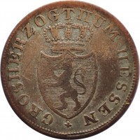 obverse of 6 Kreuzer - Ludwig I (1821 - 1828) coin with KM# 290 from German States. Inscription: GROSHERZOGTHUM HESSEN