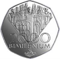 reverse of 2000 Korún - Bimillennium (2000) coin with KM# 51 from Slovakia. Inscription: 2000 BIMLENIUM AD MM