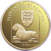 obverse of 5000 Korún - Spišský Hrad UNESCO 1998 (1998) coin with KM# 46 from Slovakia. Inscription: SLOVENSKÁ REPUBLIKA 1998