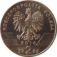 obverse of 2 Złote - Animals of the World: Konik (2014) coin with Y# 896 from Poland. Inscription: RZECZPOSPOLITA POLSKA 2014 ZŁ 2 ZŁ