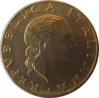 obverse of 200 Lire - Military Aviation (1993) coin with KM# 155 from Italy. Inscription: REPVBBLICA ITALIANA