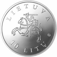 obverse of 10 Litų - Lithuanian culture - Music (2010) coin with KM# 169 from Lithuania. Inscription: LIETUVA 10 LITŲ