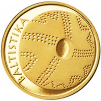 reverse of 10 Litų - Lithuanian science: Baltistics (2014) coin with KM# 201 from Lithuania. Inscription: BALTISTIKA