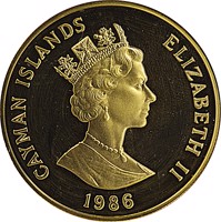 obverse of 250 Dollars - Elizabeth II - Commonwealth Games (1986) coin with KM# 84 from Cayman Islands. Inscription: CAYMAN ISLANDS ELIZABETH II 1986